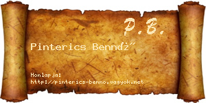 Pinterics Bennó névjegykártya